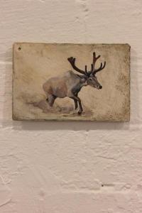 Achilles - Watercolour, Gouache and Coyote Cremains,15 × 10 cm, SOLD, www.leacockgallery.com