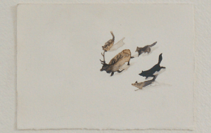 Buzzard Meat (detail) - watercolor, 12.5 x 9cm, SOLD